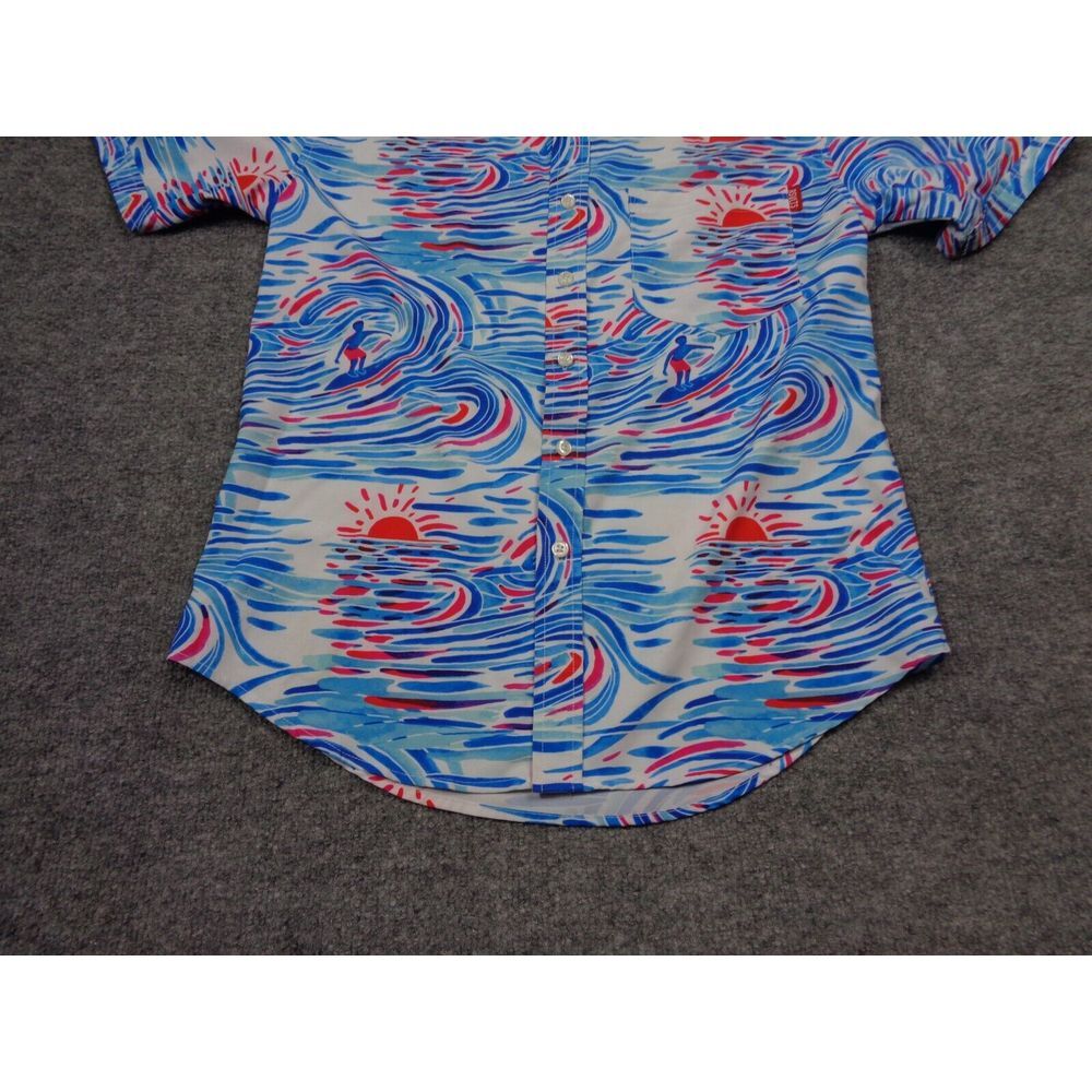 RSVLTS Shirt Mens S Blue Waves Surfer Sunset Hawaiian Dare Mighty Things - Picture 4 of 12